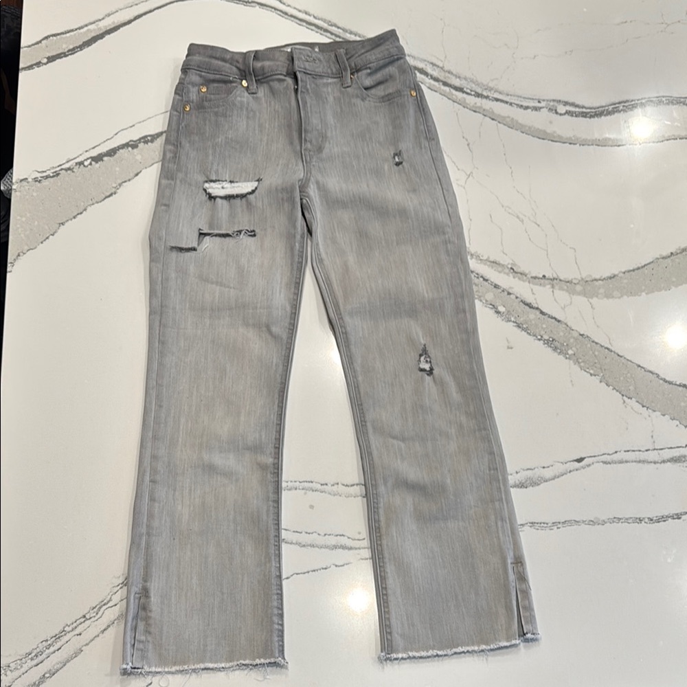 tractr Girls Straight Leg Distressed Gray Denim Jeans Size 10